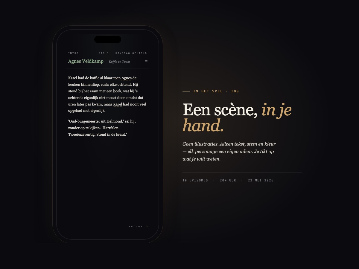 In-game scène: Agnes Veldkamp in de keuken op dinsdagochtend